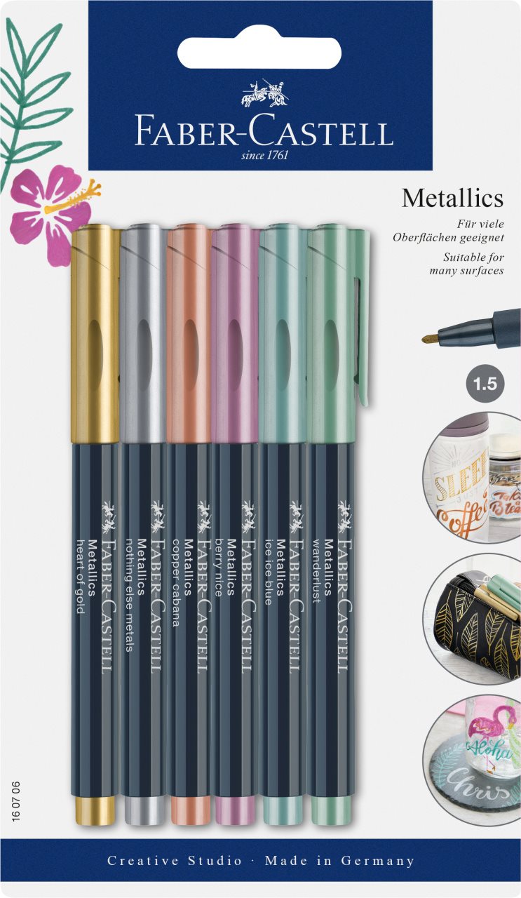 Faber Castell Metallic Tusser, 6 stk.