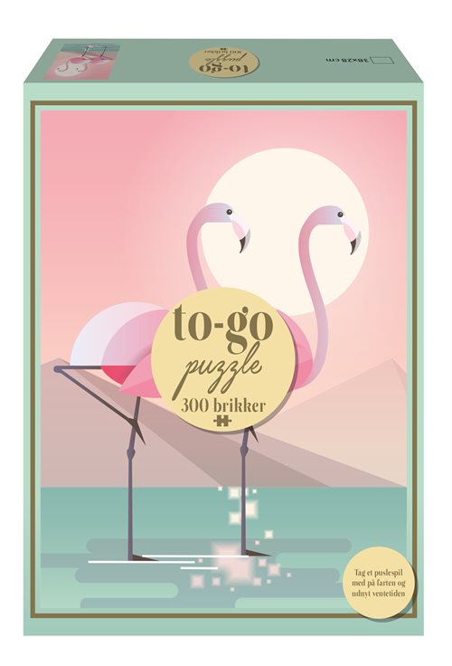To-Go puzzle, Rejse Puslespil med 300 brikker, Flamingo