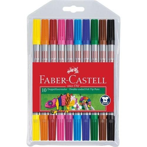 Faber Castell Tusser, Dobbelt - Tyk og Tynd, 10 farver